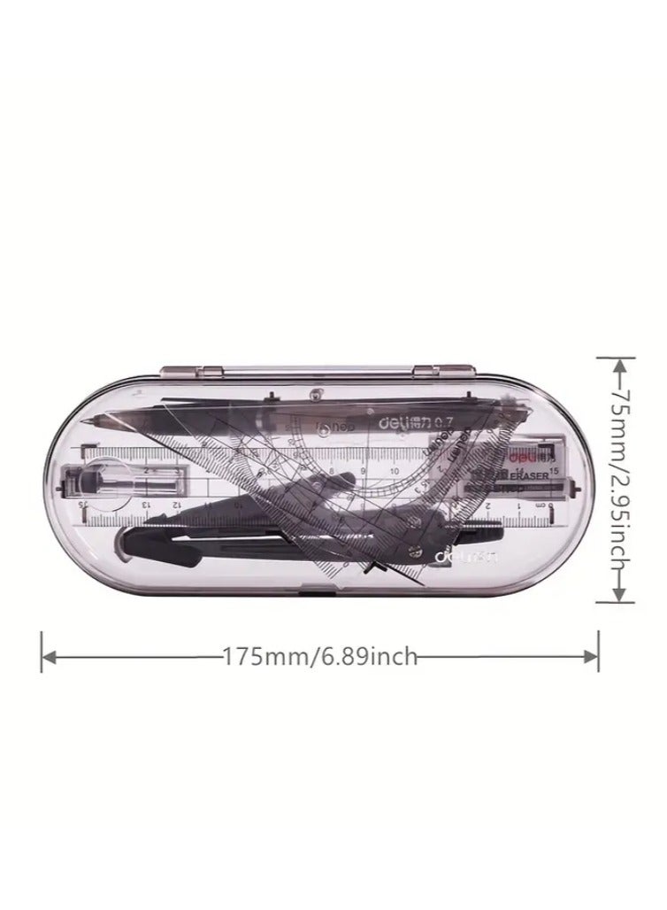 ديلي سوينغ ذراع البروتراكتور ، مقسم ، مجموعة مربعات ، حاكم ، حاكم الرياضيات الهندسة مجموعة 8 قطع اللوازم الطلابية مع مربع تخزين Shatterproof - Image 2